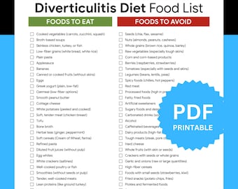 Diverticulitis Diet Bundle: Meal Plan, Recipes, Food List (PDF Download)