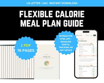 Flexible calorie meal plan guide printable, Calorie deficit diet plan pdf, Weight loss meal prep cookbook, Macro guide