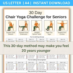 30 Day Chair Yoga Challenge for Seniors: Complete Seated Exercise Program PDF, Low Impact Workouts for Elderly at Home & Mobility