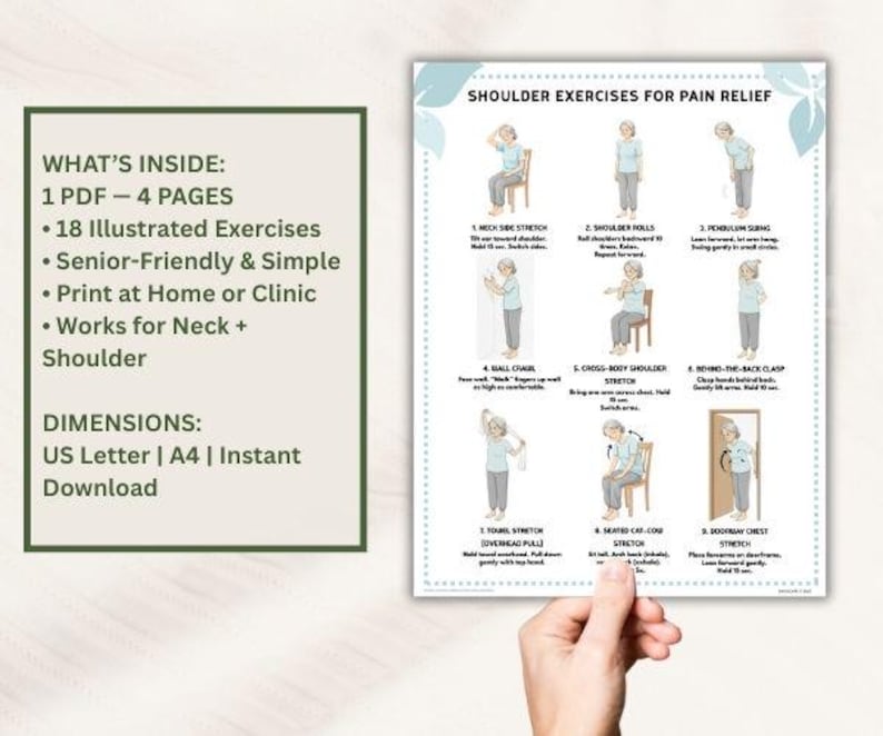 Shoulder Pain Relief Exercises: Stiff Neck, Frozen Shoulder (Printable PDF)