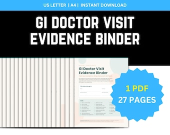 Printable Gi Doctor Visit Evidence Binder, Gut Health Symptom Tracker, Bowel Movement & Food Diary, Ibs and Ibd Medical Log PDF