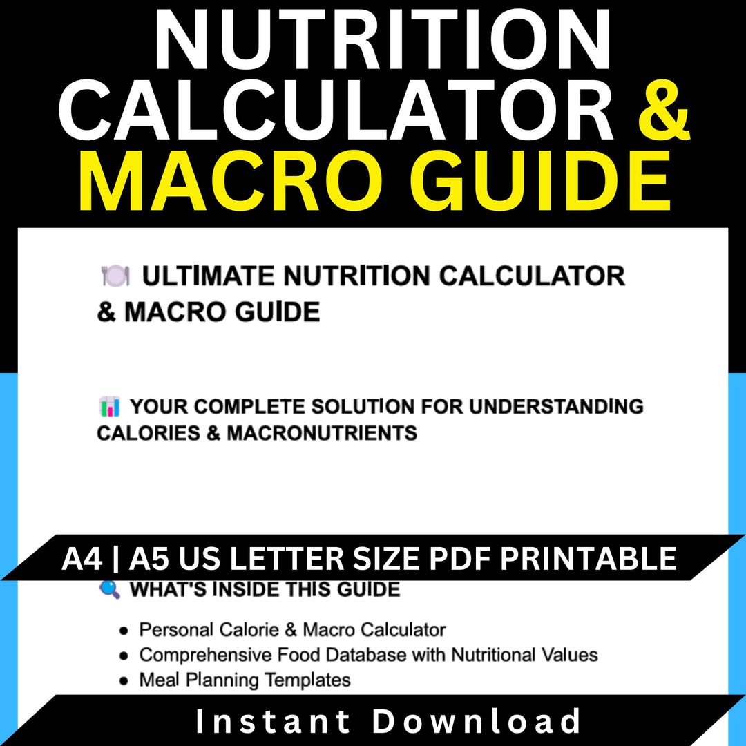 Ultimate Nutrition & Macro Calculator Guide, Calories Tracker, Food Database, Digital Download - Etsy Ultimate Nutrition & Macro Calculator Guide, Calories Tracker, Food Database, Digital Download - Etsy