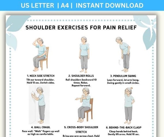Shoulder Pain Relief Exercises: Stiff Neck, Frozen Shoulder (Printable PDF)