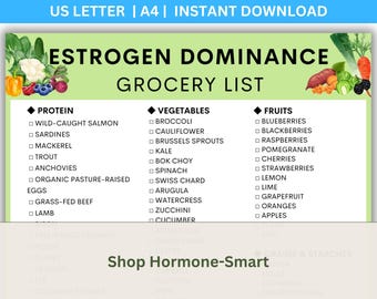 Estrogen Dominance Grocery List: Hormone Balancing Shopping Guide (Printable PDF)