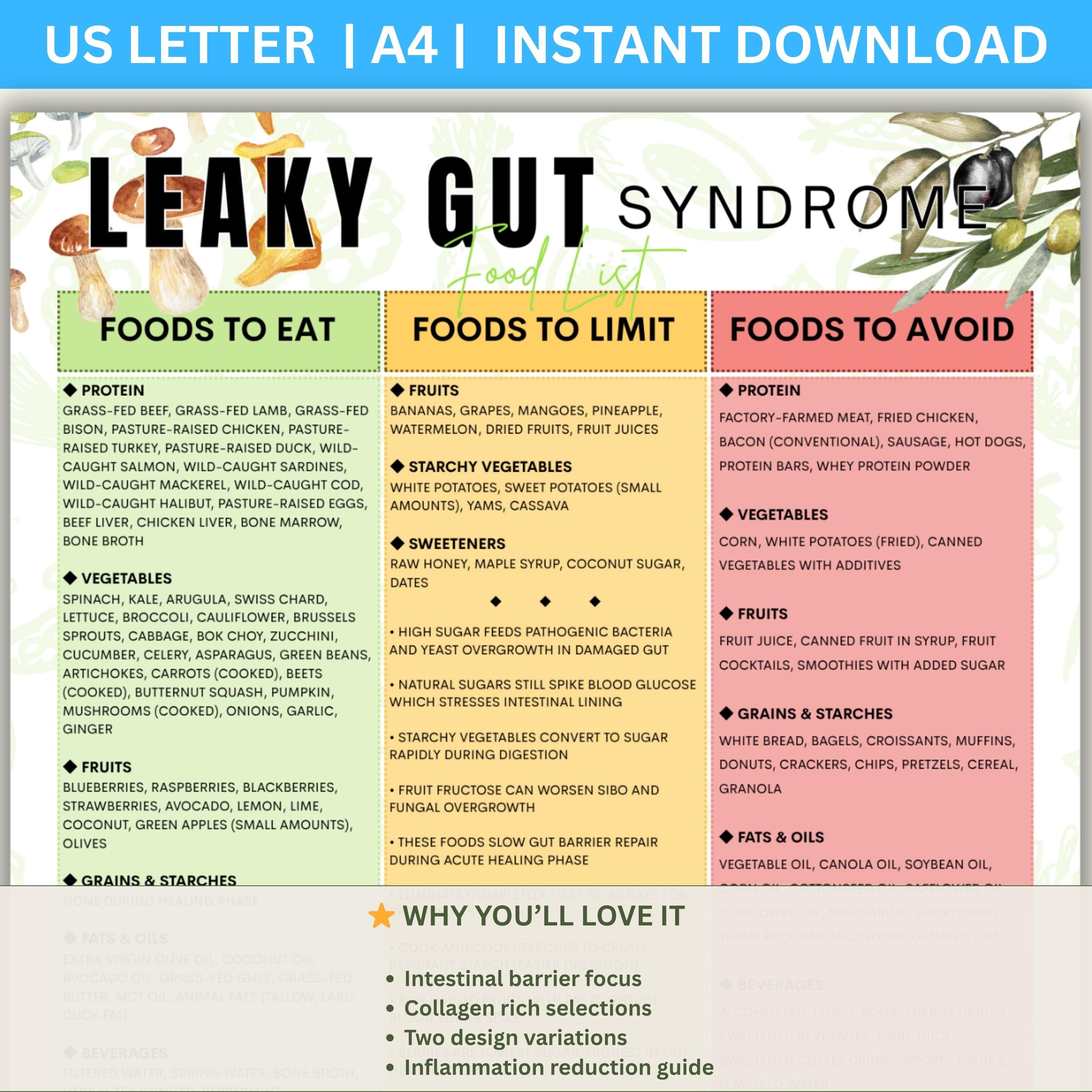 Leaky Gut Syndrome Food List, Intestinal Permeability Diet, Gut Healing ...