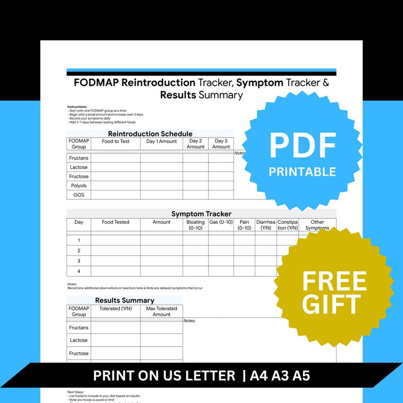 Low FODMAP Diet Food List & Symptom Tracker (PDF) Etsy