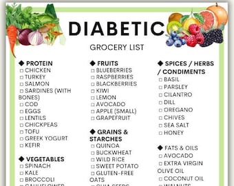 Diabetic Grocery List & Meal Planner: Healthy Eating Guide (PDF Download)