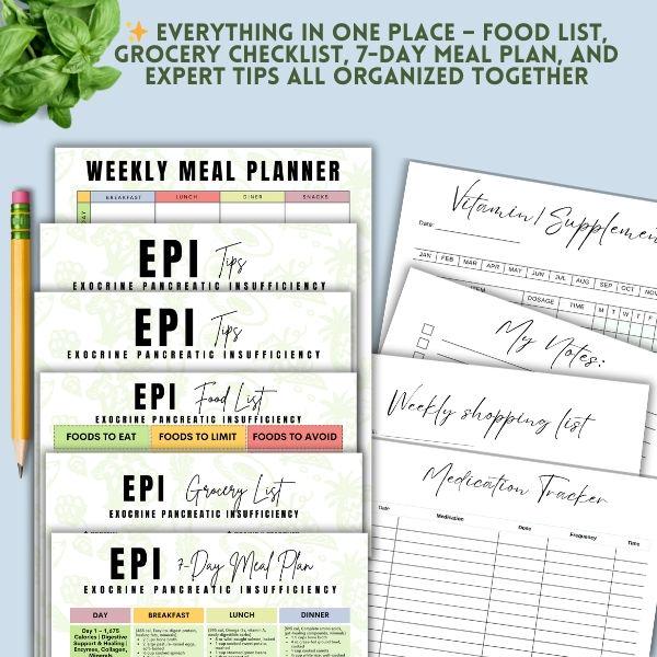 EPI Diet Sheet, Epi Food List, Exocrine Pancreatic Insufficiency Pdf ...