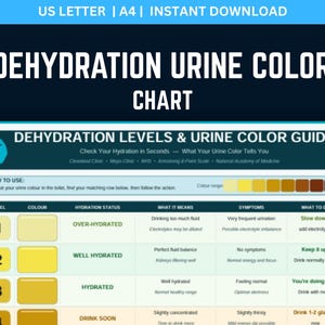 Kleurenkaart uitdroging urine, gids hydratatieniveau, gezondheidsnormen 2025, vochtinname-tracker, wellnesstool, gezondheid, pdf