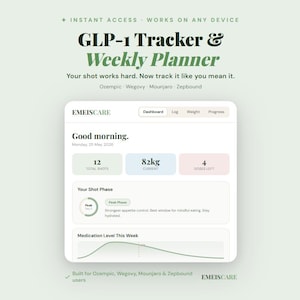 Glp-1 Tracker For Weight Loss, Weight Loss Tracker, HTML App, Medication Tracker, Glp-1 Supplements, Glp-1 Agonists, glp-1 Log Shots