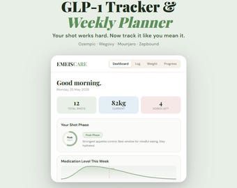 GLP-1 Tracker App, Weight Loss Medication Log (Digital HTML)