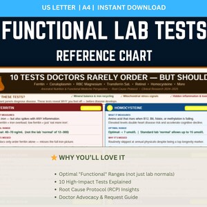 10 Functional Lab Tests Guide, Root Cause Medicine Chart, 2025 Optimal Lab Ranges, Ferritin Magnesium Homocysteine, Health, PDF, functional labs, optimal ranges, root cause guide, blood work chart, ferritin levels, rbc magnesium, homocysteine, health tracker, medical reference, wellness guide, health printable, biohacking tool, lab test pdf