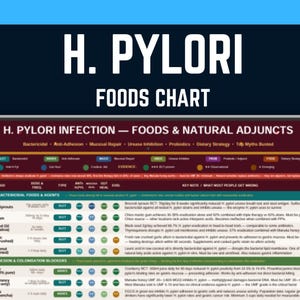 Tabla de alimentos para H. pylori, Guía dietética para la gastritis, Tabla para el alivio de las úlceras, Nutrición para la salud intestinal, Complementos naturales, Goma de masilla, Salud, PDF