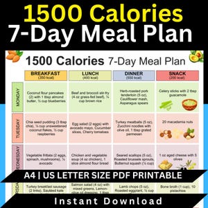 1500 Calorie Diet Plan: Weekly Meal Planner & Food List (PDF)