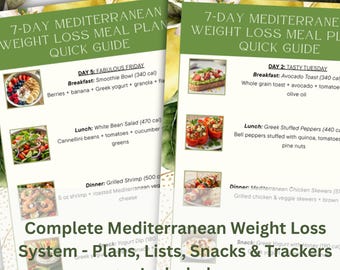 Plan de dieta mediterránea de 7 días: Plan de comidas para bajar de peso (PDF)