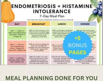 Endometriosis Histamine 7-Day Meal Plan | Anti-Inflammatory Recipes (PDF)