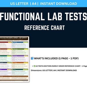 10 Functional Lab Tests Guide, Root Cause Medicine Chart, 2025 Optimal Lab Ranges, Ferritin Magnesium Homocysteine, Health, PDF, functional labs, optimal ranges, root cause guide, blood work chart, ferritin levels, rbc magnesium, homocysteine, health tracker, medical reference, wellness guide, health printable, biohacking tool, lab test pdf