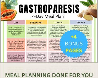 7-dniowy plan posiłków na gastroparezę, przepisy na zdrowe jelita (plik PDF do druku)