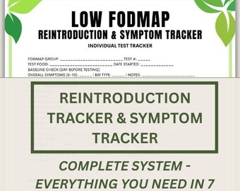 LOW FODMAP Reintroduction Tracker Symptom Tracker, Food Testing Journal, IBS Phase 2 Guide