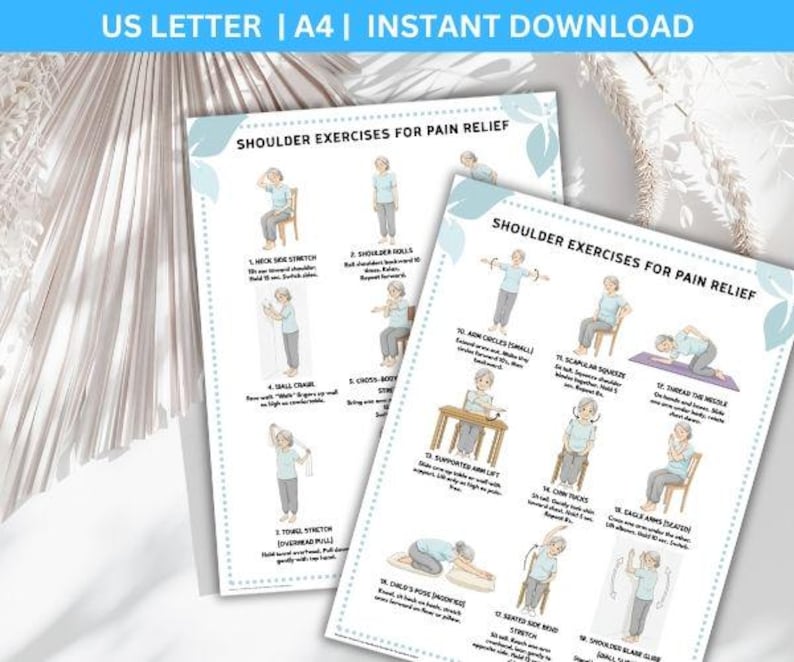 Shoulder Pain Relief Exercises: Stiff Neck, Frozen Shoulder (Printable PDF)