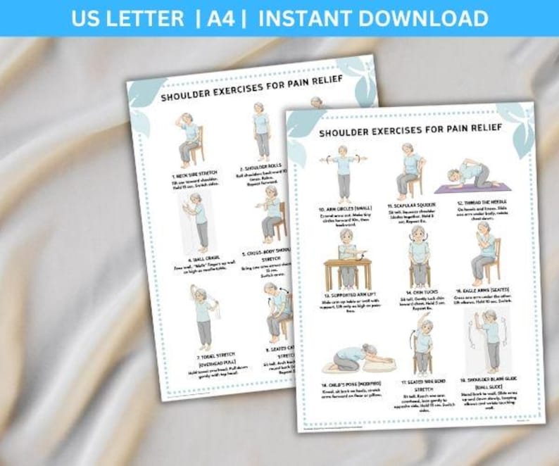 Shoulder Pain Relief Exercises: Stiff Neck, Frozen Shoulder (Printable PDF)