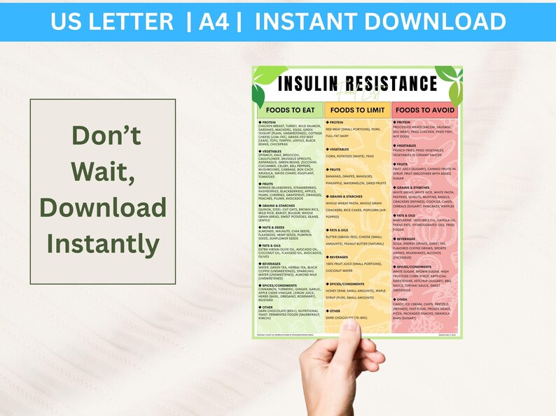 Curated visual reference: Fresh Look at Insulin Resistance Food List Prediabetes Diet Guide Digital Download