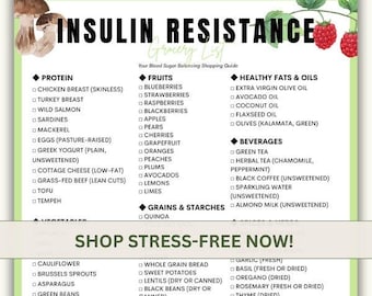 Insulin Resistance Grocery List, Prediabetes Shopping Guide, Blood Sugar Foods Checklist, Low Glycemic Shopping, Diabetes Prevention List