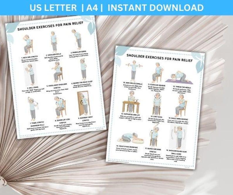 Shoulder Pain Relief Exercises: Stiff Neck, Frozen Shoulder (Printable PDF)
