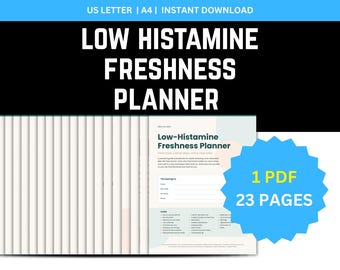 Low Histamine Freshness Planner & Food Intolerance Tracker Printable PDF