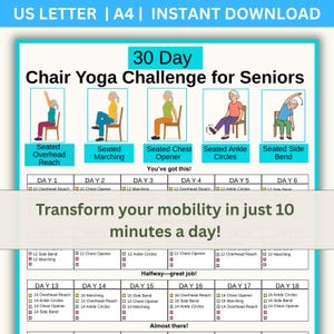 30-Day Chair Yoga Challenge for Seniors: Printable Fitness Planner (PDF Download)