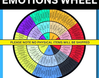 Afdrukbare bundel Emotions Wheel: hulpmiddel voor therapie en geestelijke gezondheid (pdf-download)