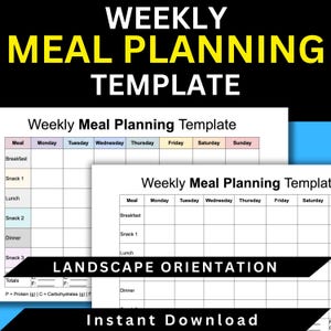 Weekly Meal Planner Printable: Macro Tracker, Nutrition Template (Digital Download)