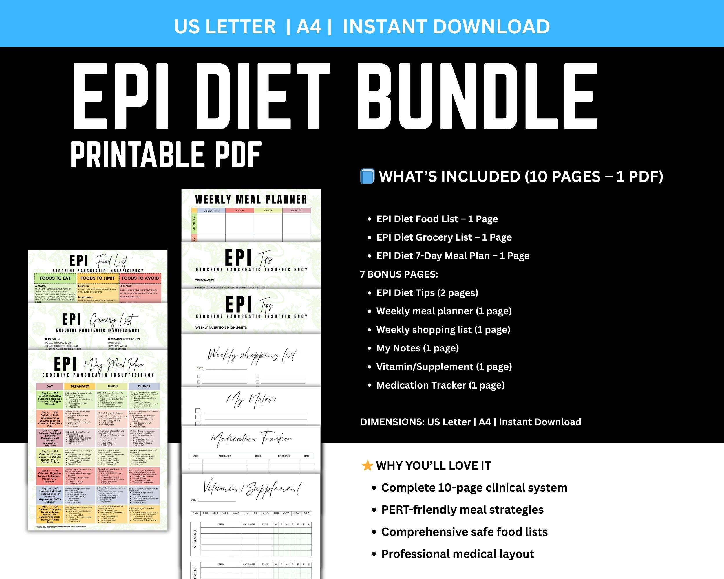 EPI Diet Sheet, Epi Food List, Exocrine Pancreatic Insufficiency Pdf ...