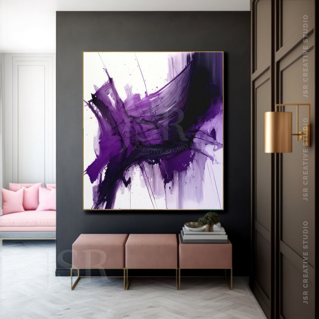 Large Purple Abstract Painting Modern Art Abstract Painting Etsy