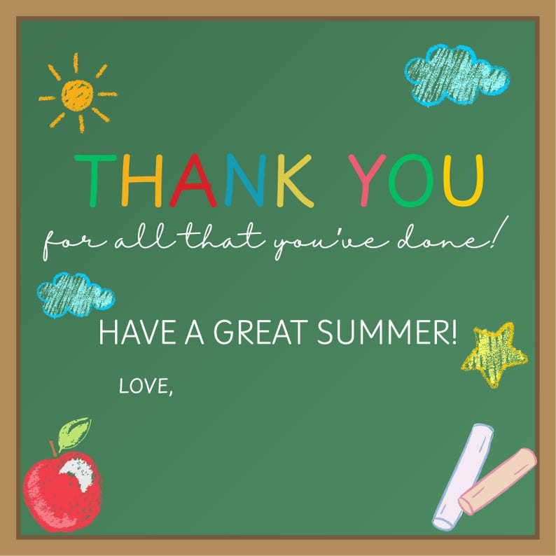 School is Out Summer is Here Thank You Gift Tag Teacher Appreciation ...