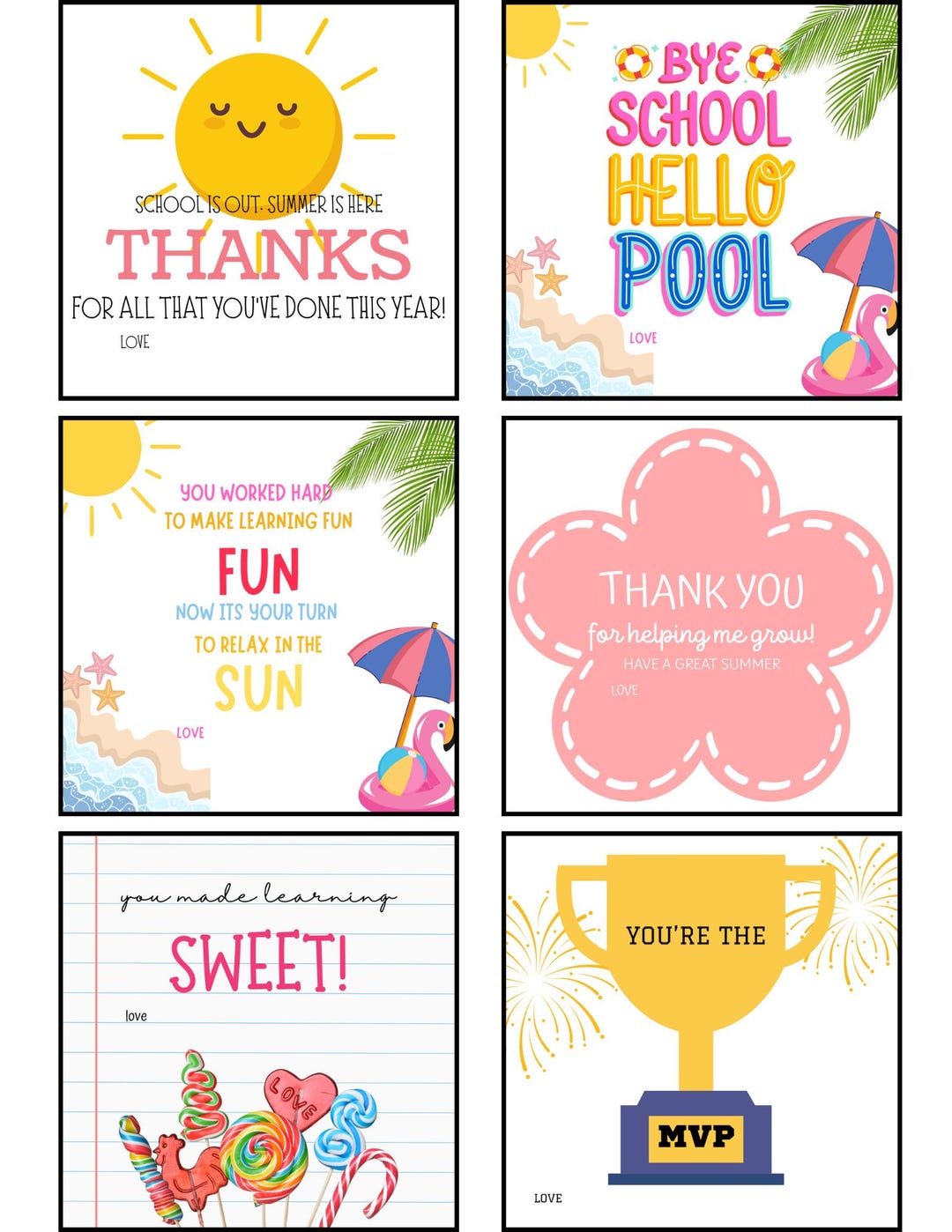 School is Out Summer is Here Thank You Gift Tag Teacher Appreciation ...