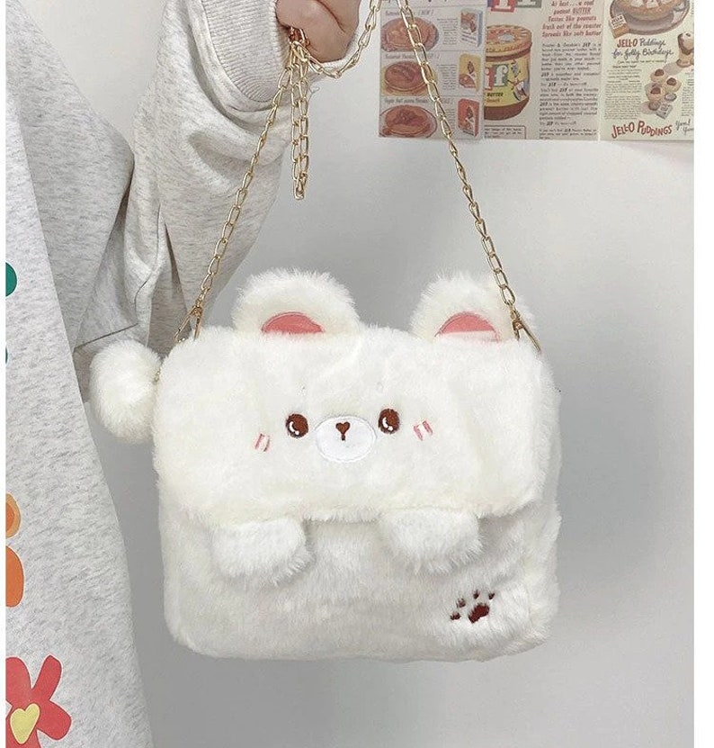 Cute Plush Bear Shoulder Bag / Soft Fluffy Kawaii Versatile - Etsy
