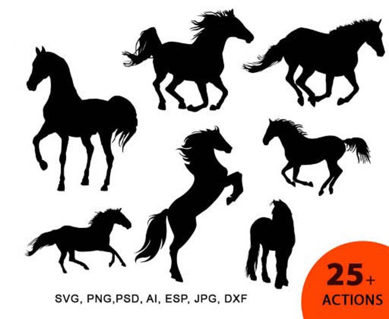 Horse Silhouette Svg, Horse Running Cutting Files, Cricut File, SVG