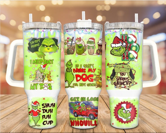 40oz Grinch Tumblers with Handle Stainless Steel Travel Mug