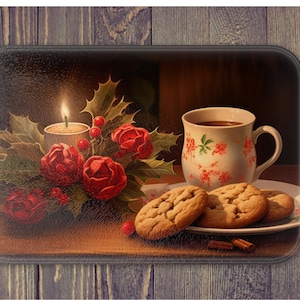 Christmas Coffee Glass Cutting Board, Kitchen Decor, Housewarming Gift, Tempered Glass