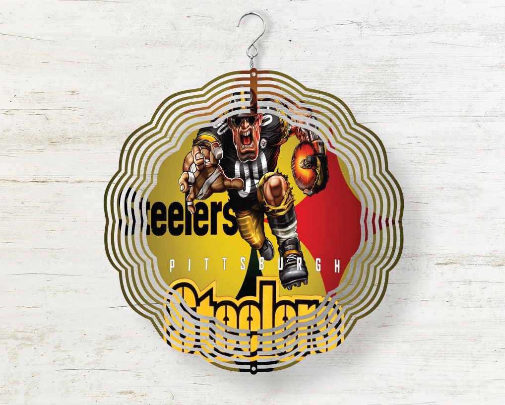 Steelers Football Wind Spinner NFL Team Inspired Outdoor Etsy