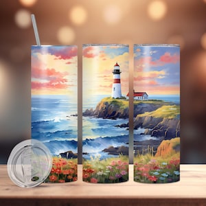 Lighthouse Stainless Steel Tumbler, 10 Design Choices, 20 Or 30 oz, Personalized Tumbler,  Lighthouse Design