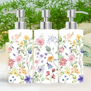 Wildflowers 18.6oz Stainless Steel Bottle Soap Dispenser, Floral Decor, Liquid Soap Dispenser, Floral Gift
