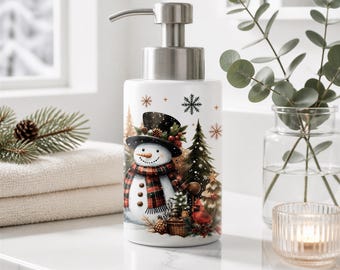 Snowman Soap Dispenser: Stainless Steel Kitchen & Bath Decor, Black Or Silver Pump