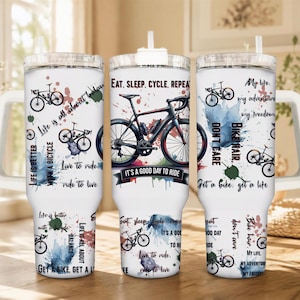 Bicycle Travel | Personalized Tumbler - Stainless Steel Cup | 30 Or 40 Oz | Double Wall Vacuum