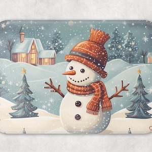 Cute Snowman Glass Cutting Board, Choice Of Two Designs,  Personalized Christmas Gift, Kitchen Decor, Holiday Gift, Festive Decor
