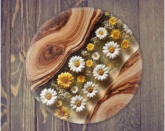 Daisies Glass Cutting Board: Decorative Kitchen Decor