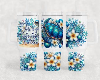 Just A Girl Turtles Stainless Steel Tumbler: 30/40 Oz Insulated Travel Mug