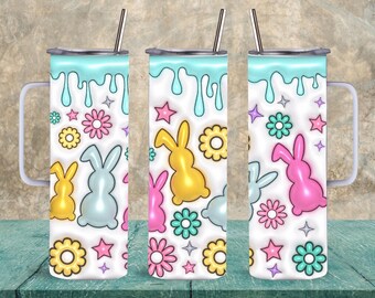 Skinny Tumbler: Easter Bunny Design - 20 or 30 oz Travel Mug