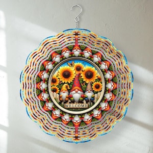 Welcome Gnome Wind Spinner: Stainless Steel Garden Decor
